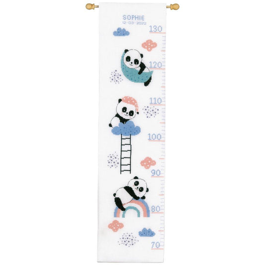 Kit punto de cruz tallímetro infantil pandas pastel personalizable de 70 a 130 cm – Vervaco PN-0191629
