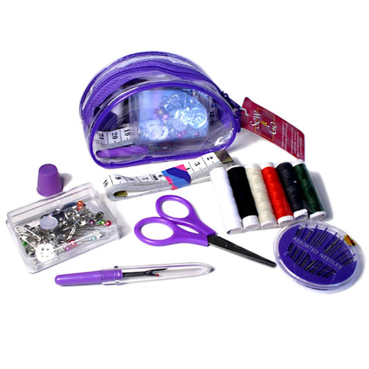 Mini kit de costura de viaje SewTasty con estuche compacto (color aleatorio). Incluye accesorios básicos como hilos, tijera, dedal y botones.
