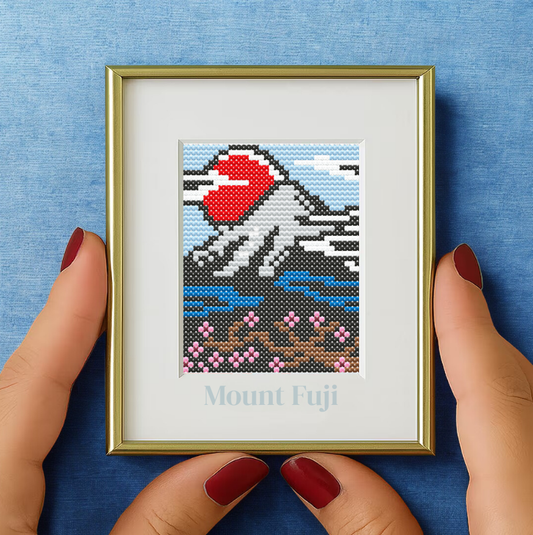 Mini patrón de punto de cruz del monte fuji