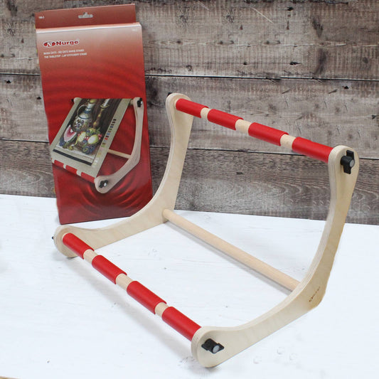 Soporte de bordado Nurge 190-3 con varillas de 30 cm para punto de cruz, madera pulida acabado natural.