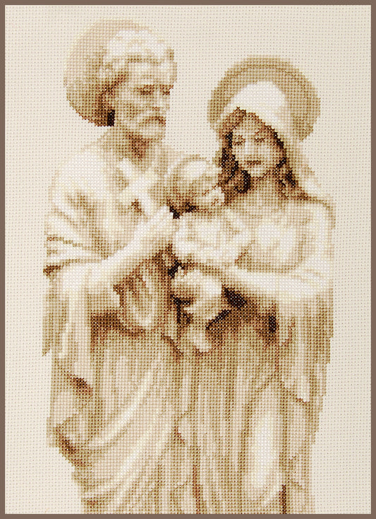 Kit de Punto de Cruz Religioso "María, José y Jesucristo" - PN0021848