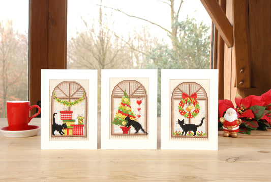 Kit punto de cruz "3 Postales Christmas Cats" - PN0150427