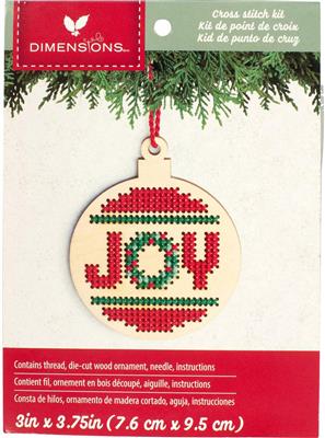 Kit de Punto de Cruz Decoración Árbol Navidad en Madera "Joy Wood Orn" - Dimensions