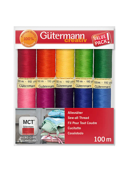 Set de Hilos Gütermann Coselotodo 100m - Colores Vivos - 10 Bobinas