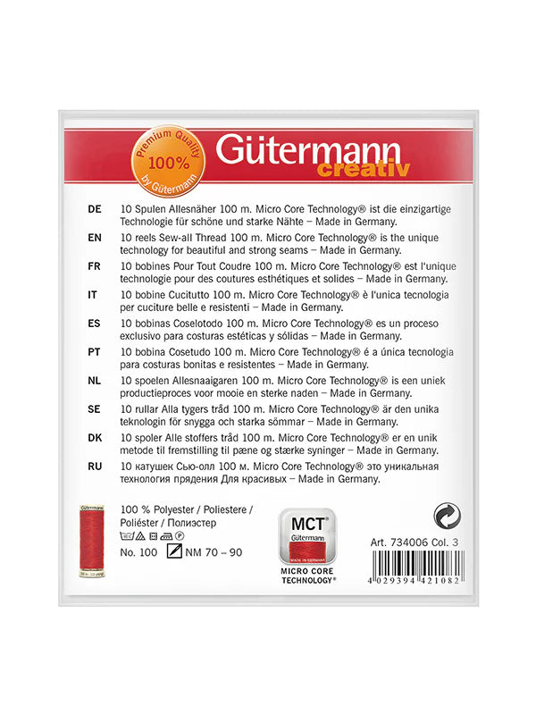 Set de Hilos Gütermann Coselotodo 100m - Colores Vivos - 10 Bobinas