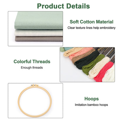Kit de Bordado para Principiantes Completo - Pack con 3 Diseños de Motivos Florales