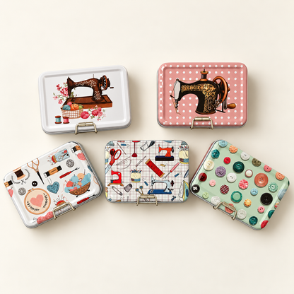 Lata Organizadora de Costura Doble Fondo 12 x 9 cm - 5 Diseños