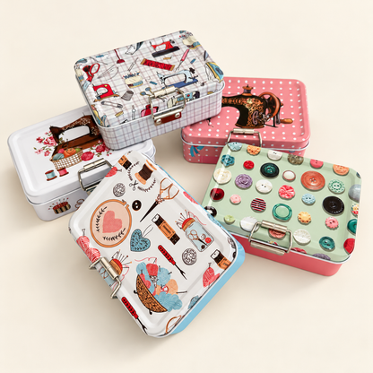 Lata Organizadora de Costura Doble Fondo 12 x 9 cm - 5 Diseños