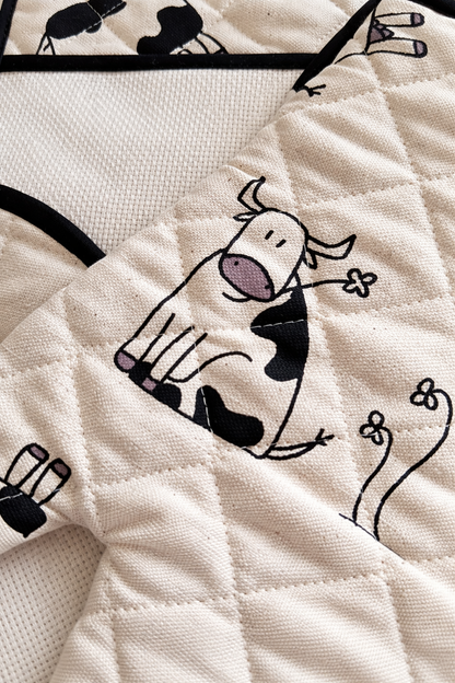 Set Manopla + Agarraderos de Cocina para Bordar "Vacas" - BM Ricami