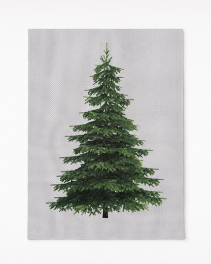 Tela Aida impresa precortada Abeto de Loisirs Créatifs en formato 30x40 cm con estampado de un árbol sobre fondo claro.