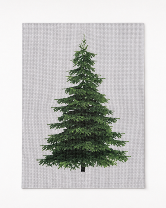 Tela Aida impresa precortada Abeto de Loisirs Créatifs en formato 30x40 cm con estampado de un árbol sobre fondo claro.