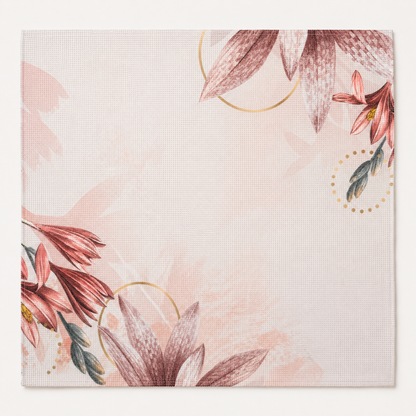 Tela Aida impresa precortada Flores Rosadas de Loisirs Créatifs de 30x40 cm con diseño floral en las esquinas sobre fondo claro.