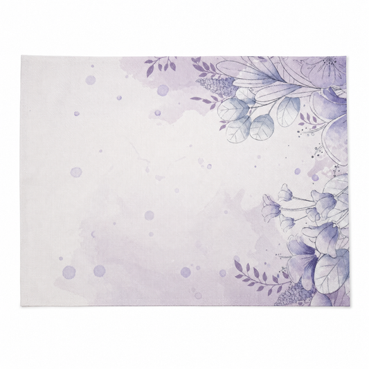 Tela Aida impresa precortada Flores Lila de Loisirs Créatifs en formato 30x40 cm con estampado floral acuarelado en tonos lila sobre fondo claro.