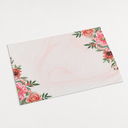 Tela Aida impresa precortada Rosas de Loisirs Créatifs en formato 30x40 cm con estampado floral de rosas rosadas y hojas verdes sobre fondo claro.