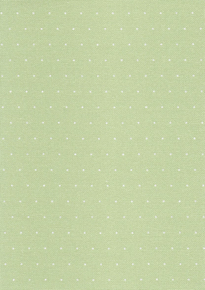 Tela Lugana 25ct Zweigart Wish verde con diseño Mini Dots de puntos blancos para bordado decorativo, punto de cruz y técnicas detalladas