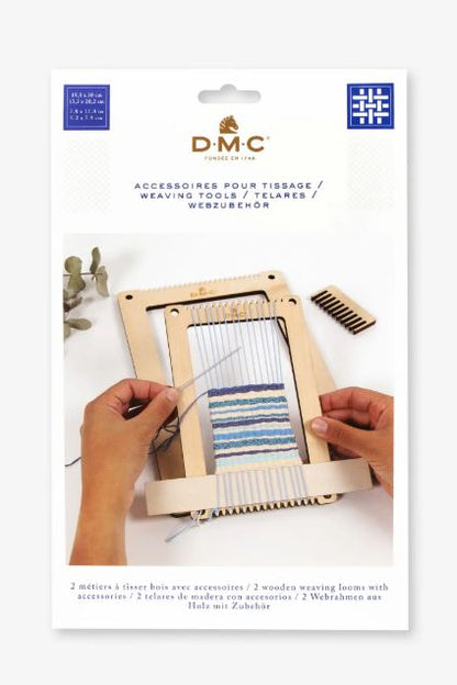 Juego de 2 telares de madera DMC con accesorios para tejer manualidades textiles
