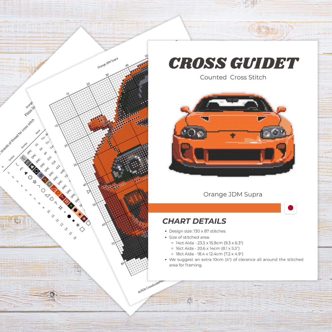 Patrón de Punto de Cruz "Toyota Supra MK4" - CrossGuidetPatterns