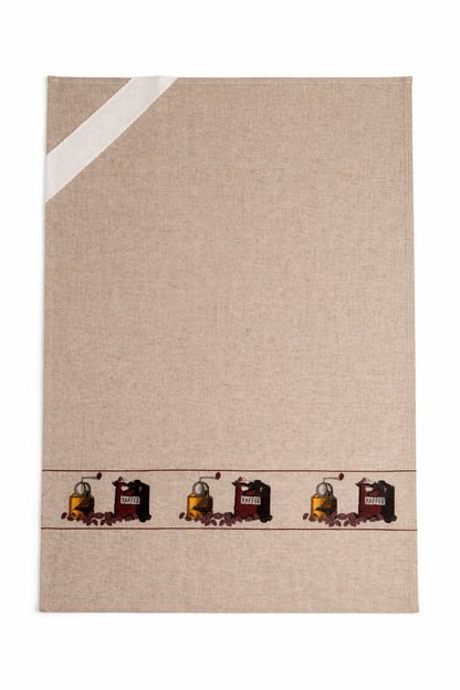 Paño de Cocina con Cinta para Bordar Diseño Café (70x50cm) - BM Ricami