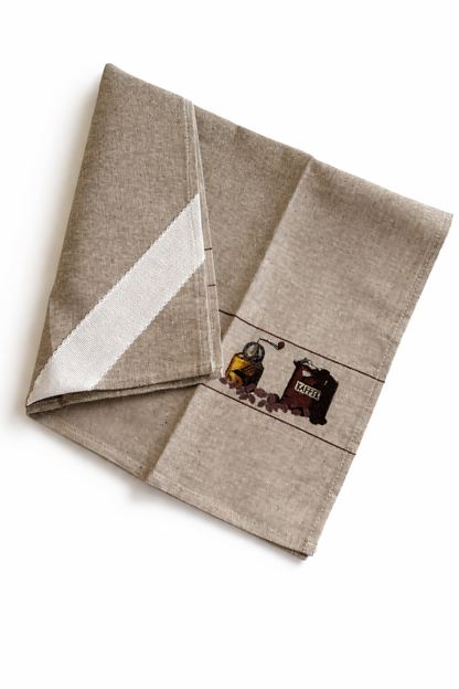 Paño de Cocina con Cinta para Bordar Diseño Café (70x50cm) - BM Ricami