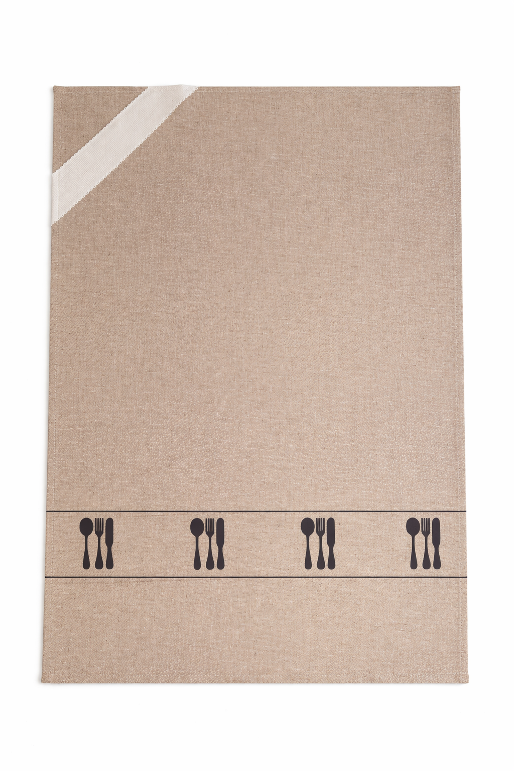 Paño de Cocina con Cinta para Bordar Diseño Cubiertos (70x50cm) - BM Ricami