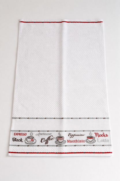 Trapo de Cocina para Bordar Diseño Café (45x70 cm) - BM Ricami