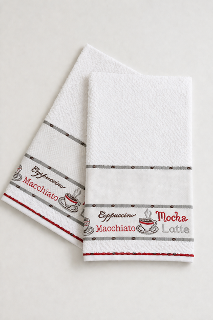 Trapo de Cocina para Bordar Diseño Café (45x70 cm) - BM Ricami