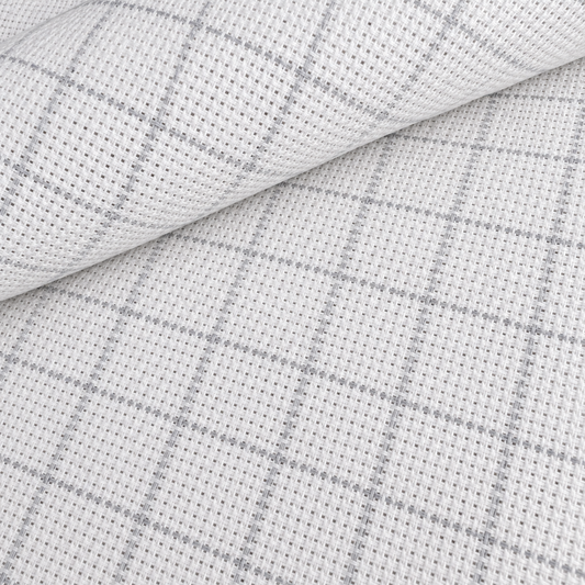 Tela Aida 16ct Zweigart Easy Count Grid blanca con cuadrícula gris cada 10 hilos para punto de cruz