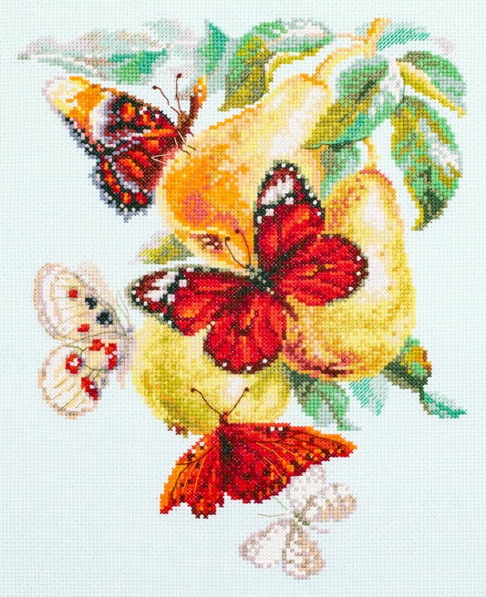 Kit punto de cruz "Butterflies and Pears" 130-051