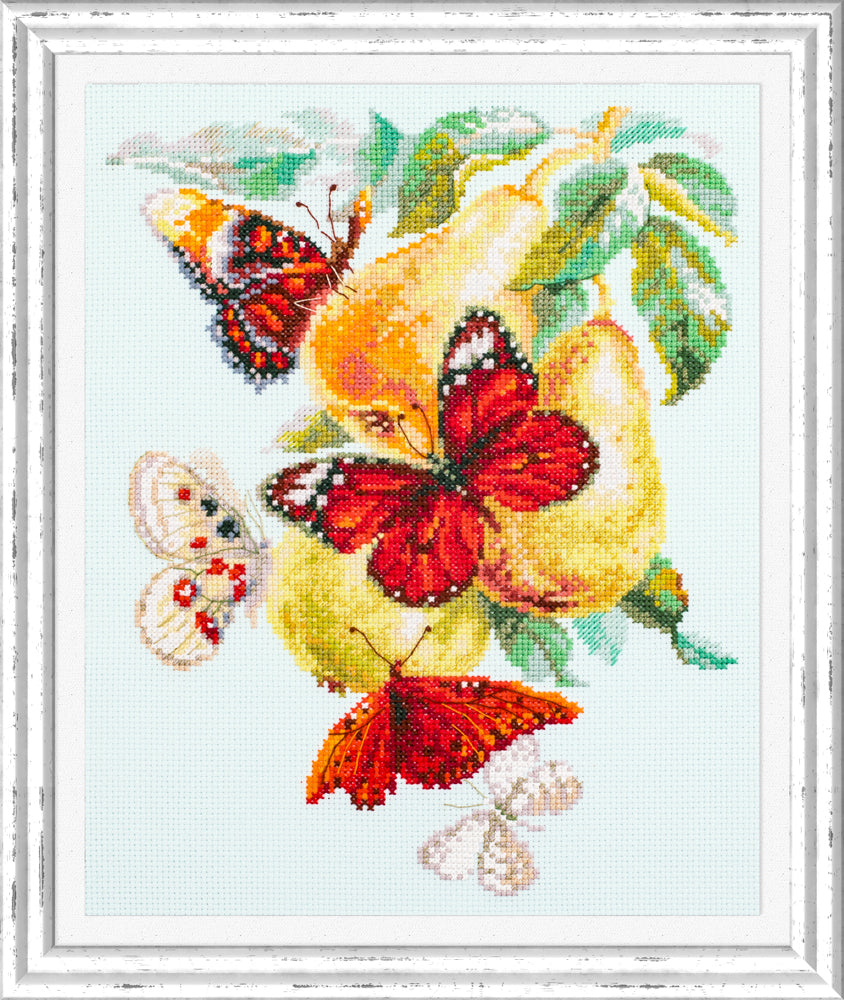 Kit punto de cruz "Butterflies and Pears" 130-051