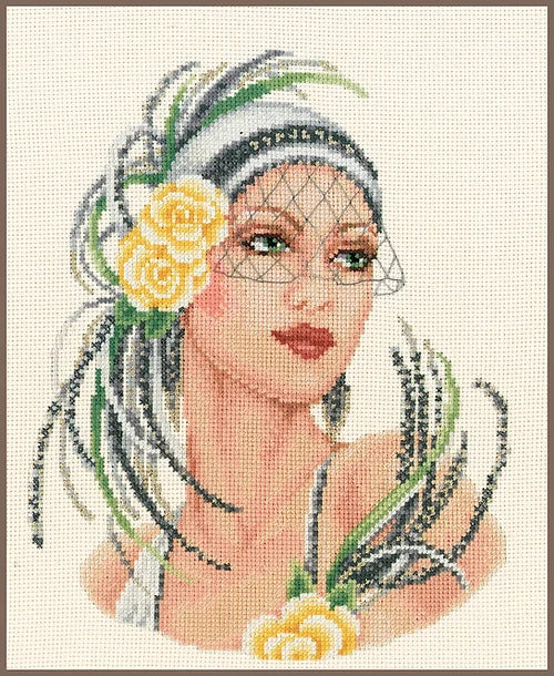 Kreuzstichset „Yellow Rose Flapper Lady“ – PN0011798