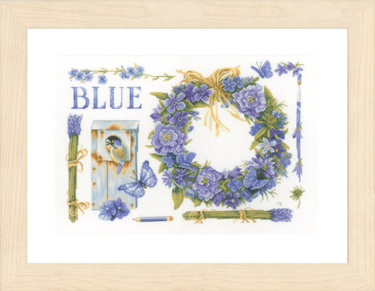 Kit punto de cruz "Lavender Wreath and Blue Tit" - PN0149993