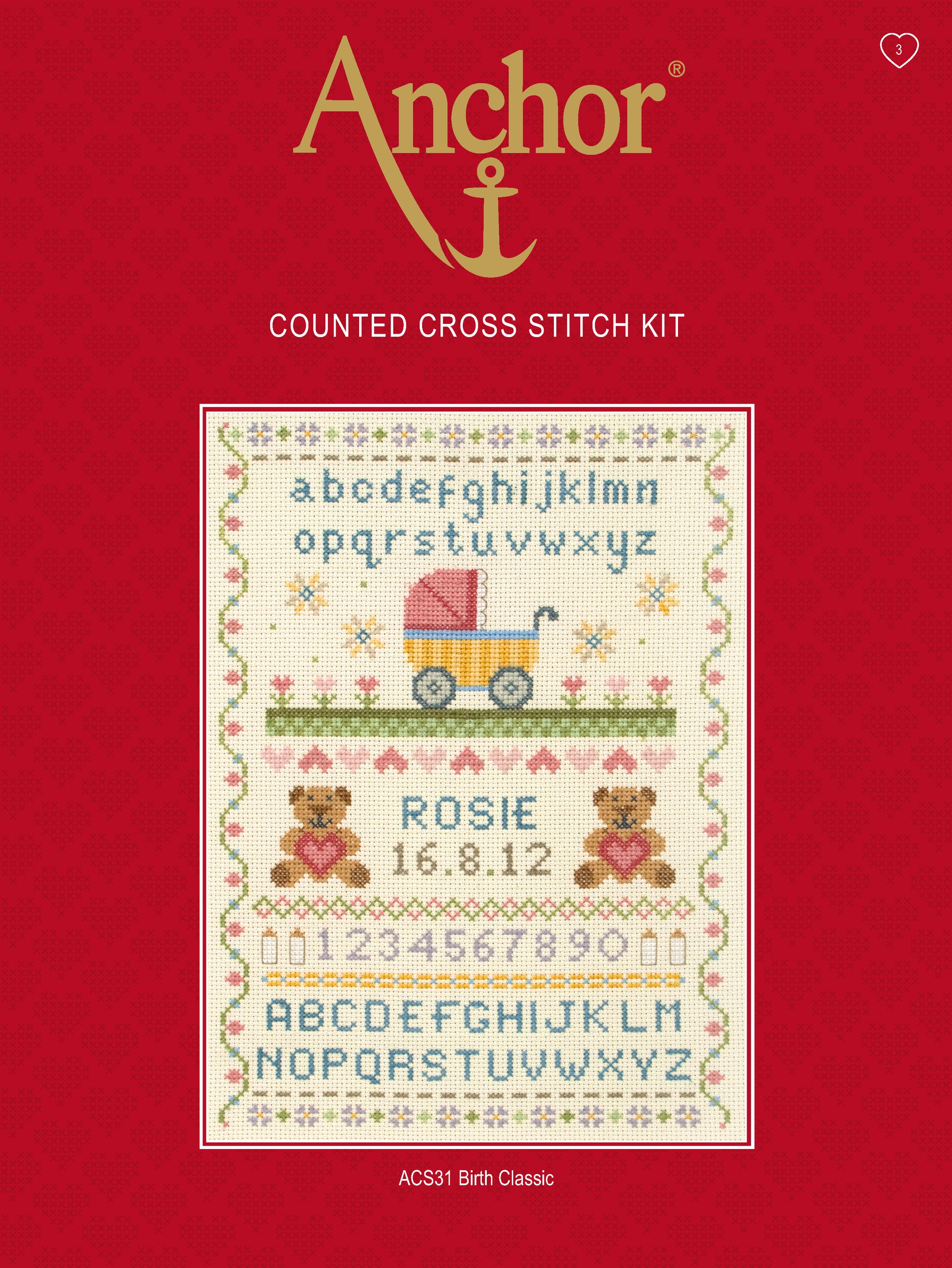 Información Kit de punto de cruz abecedario infantil para decorar habitación bebé o niño pequeño de Anchor