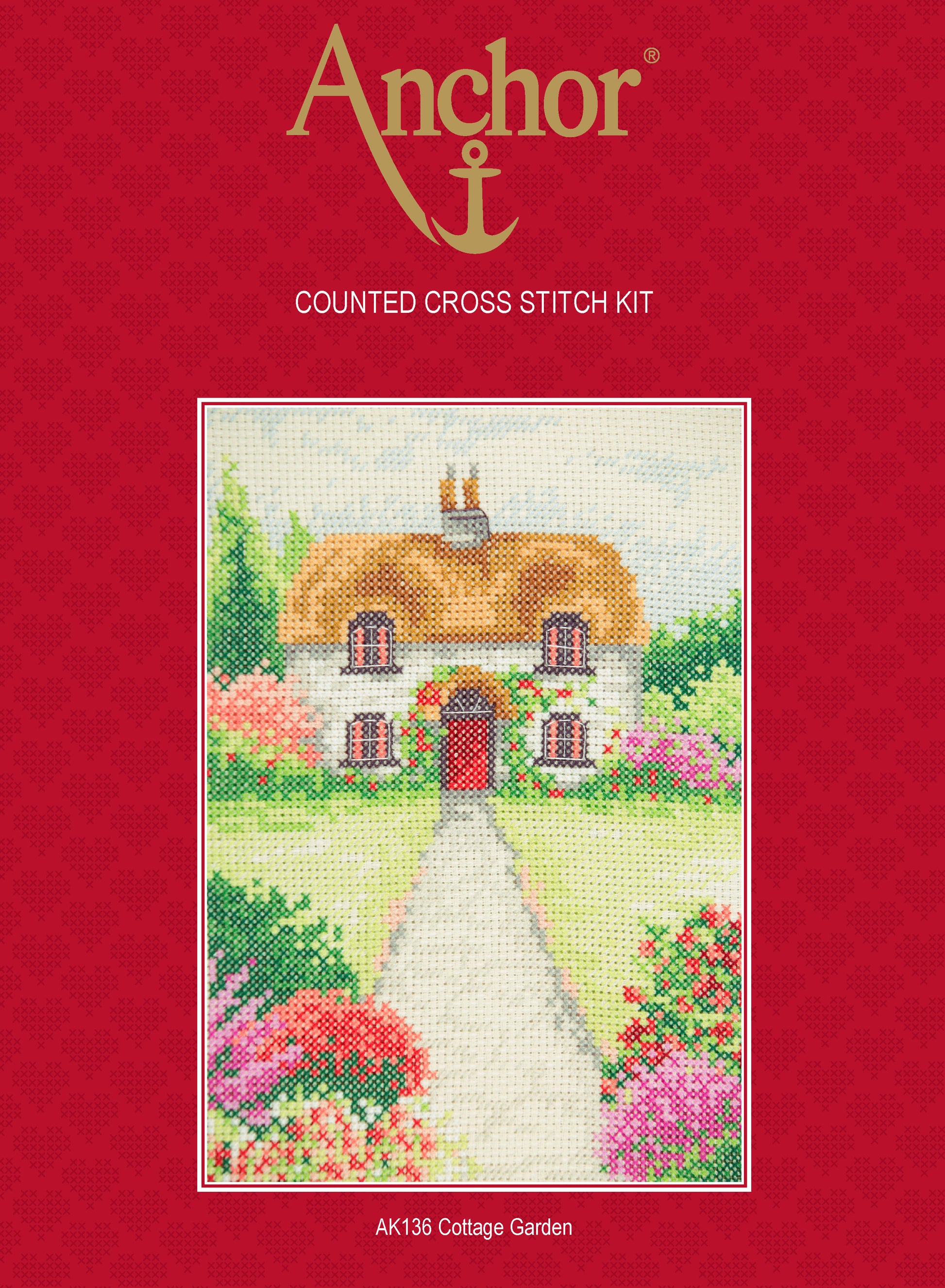 Información Kit de punto de cruz de pequeña casa con jardín de flores de Anchor