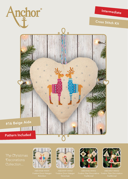 Información de Adorno navideño en forma de corazón de dos renos de navidad con suéter de Anchor