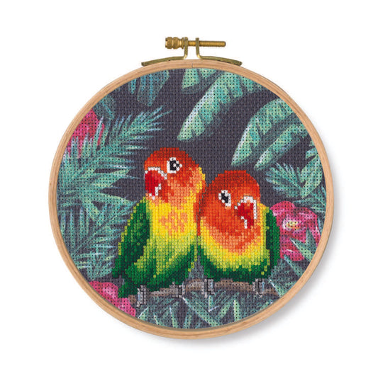 Kreuzstichset mit Stickrahmen „Loving Birds“ – BK1791