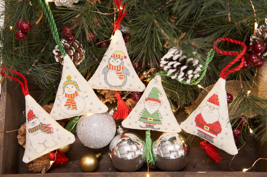 Kit de punto de cruz decoraciones navidad con papa Noel, Santa, elfo, pinguino, muñeco de nieve y oso polar de Anchor   
