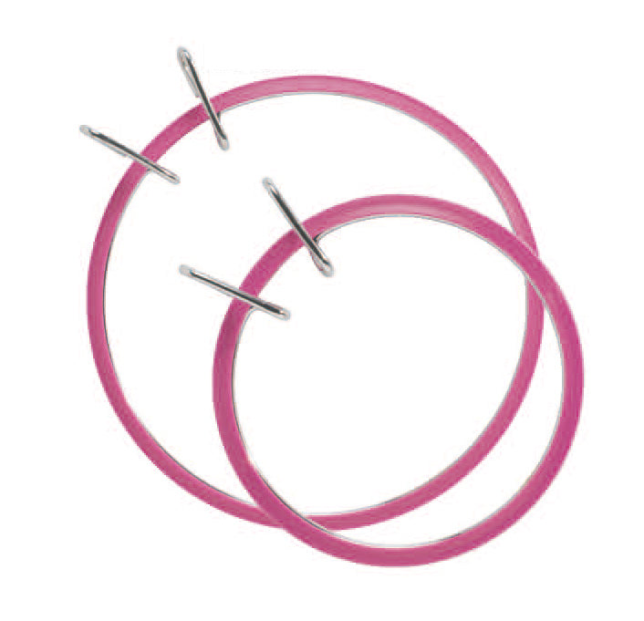 bastidor de bordado rosa con sistema de clips rosa de plástico 17,5cm DMC