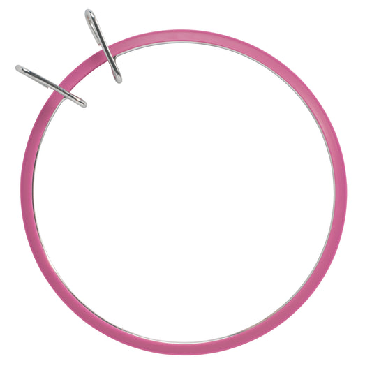 bastidor de bordado rosa con sistema de clips rosa de plástico 12,5cm DMC