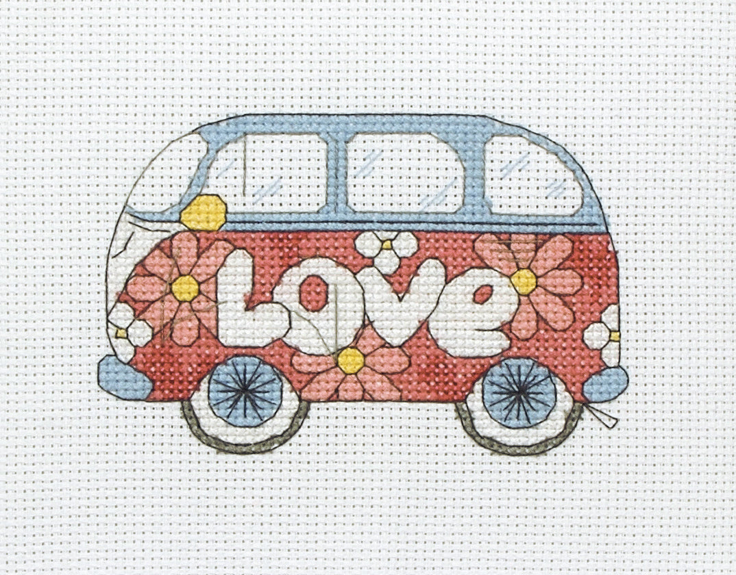 Kit de punto de cruz caravana hippie retro "Love" de Anchor