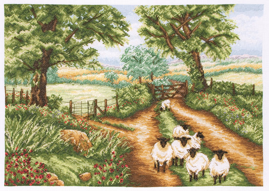 Kit de punto de cruz de camino con ovejas de Anchor