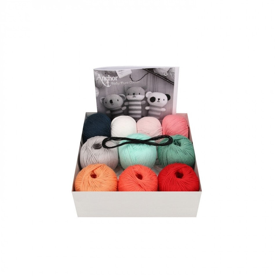 Caja con ovillos Kit de crochet para crear muñecos infantiles para niños de Anchor
