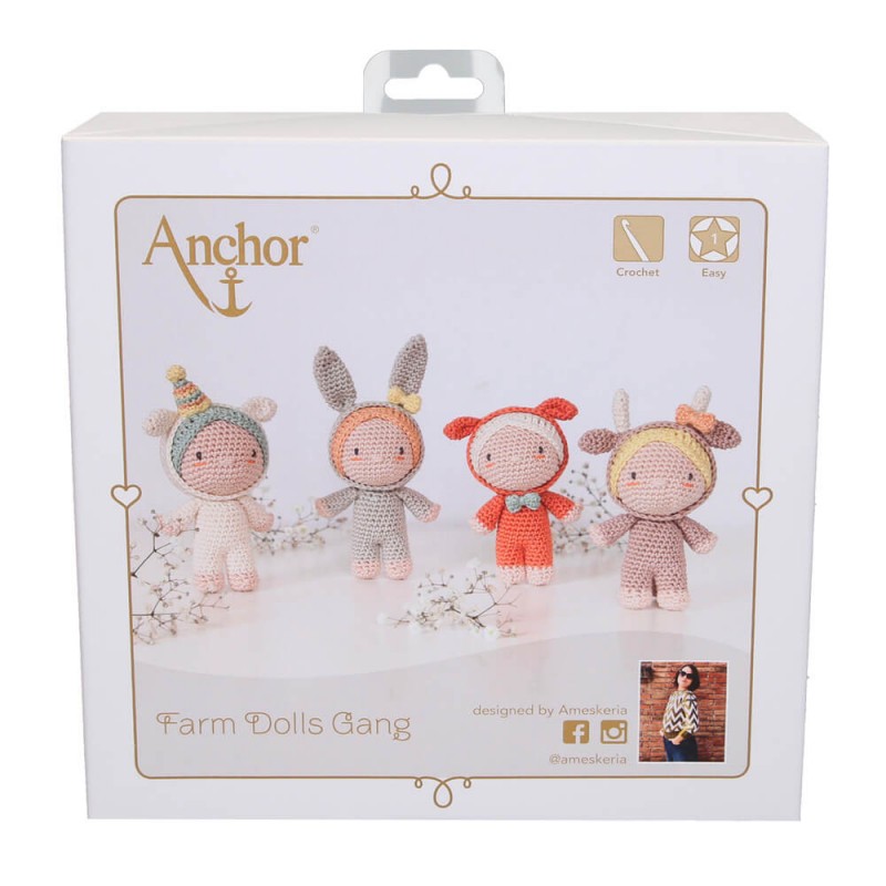 Caja Empaquetado Kit de crochet para crear 4 adorables amigurumis infantiles de Anchor